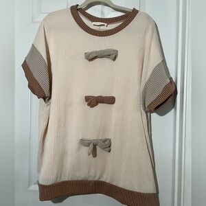 👗Lovely Melody Cream and Brown Tunic Top size 1x